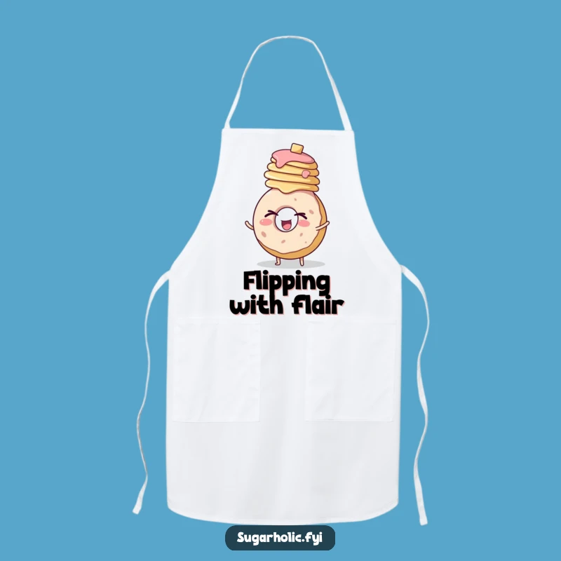 Funny Donut Pancake Wink Apron: Enthusiastic Character Kitchen Gift
