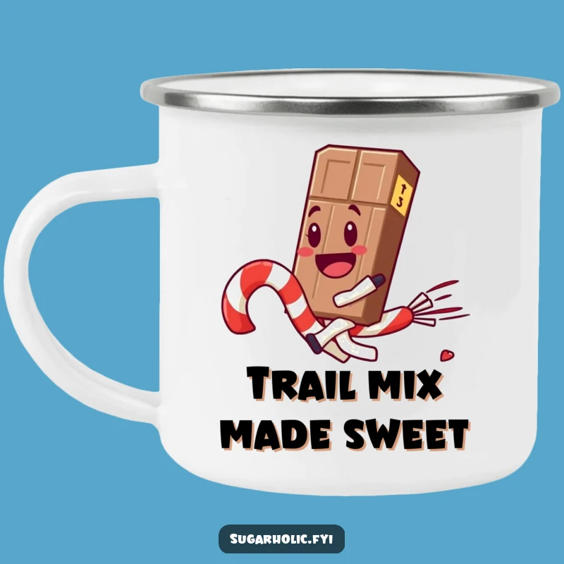 Funny Chocolate Bar Candy Cane Camping Mug: Adventure in Sweetness!