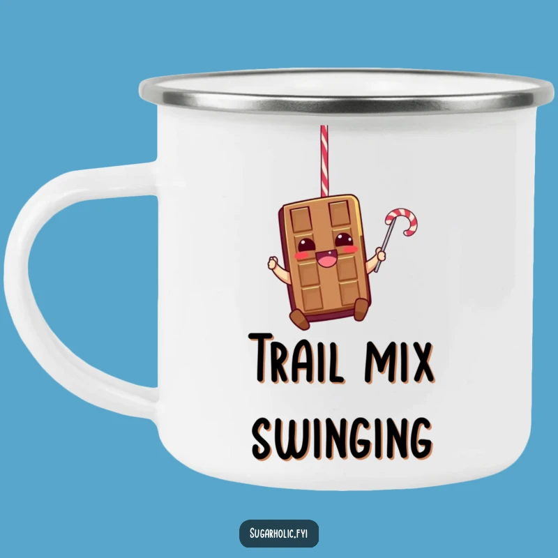Funny Chocolate Swing Camping Mug: Adventure Character Fun, Outdoor Gift