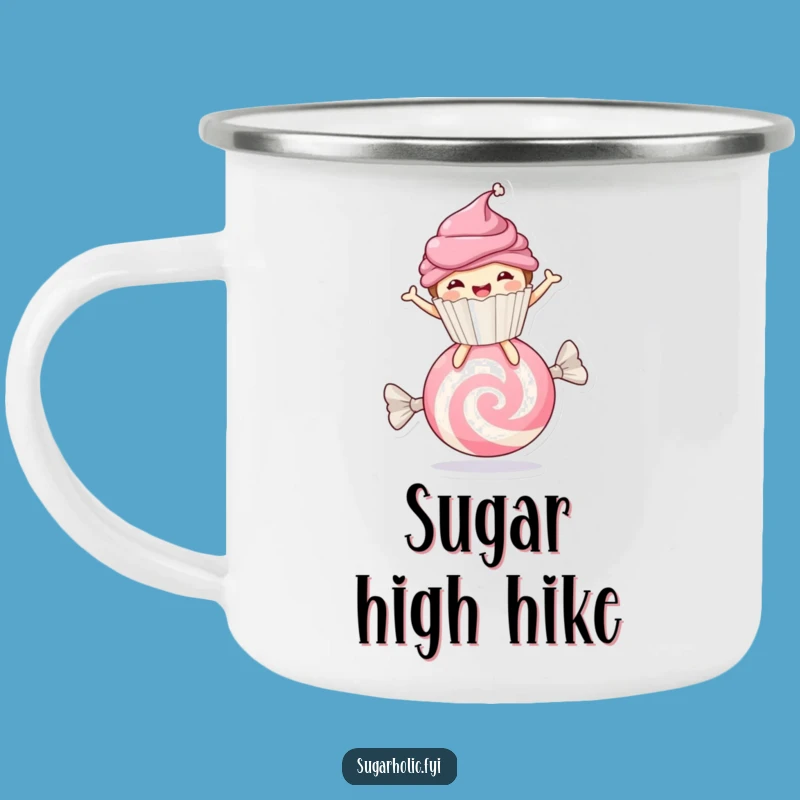 Funny Cupcake Candy Bounce Camping Mug - Durable Dessert Enamel Mug