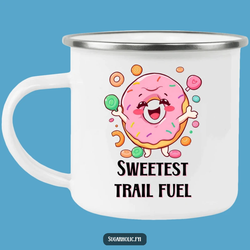 Funny Donut Juggling Candy Camping Mug - Durable & Hilarious Outdoor Companion