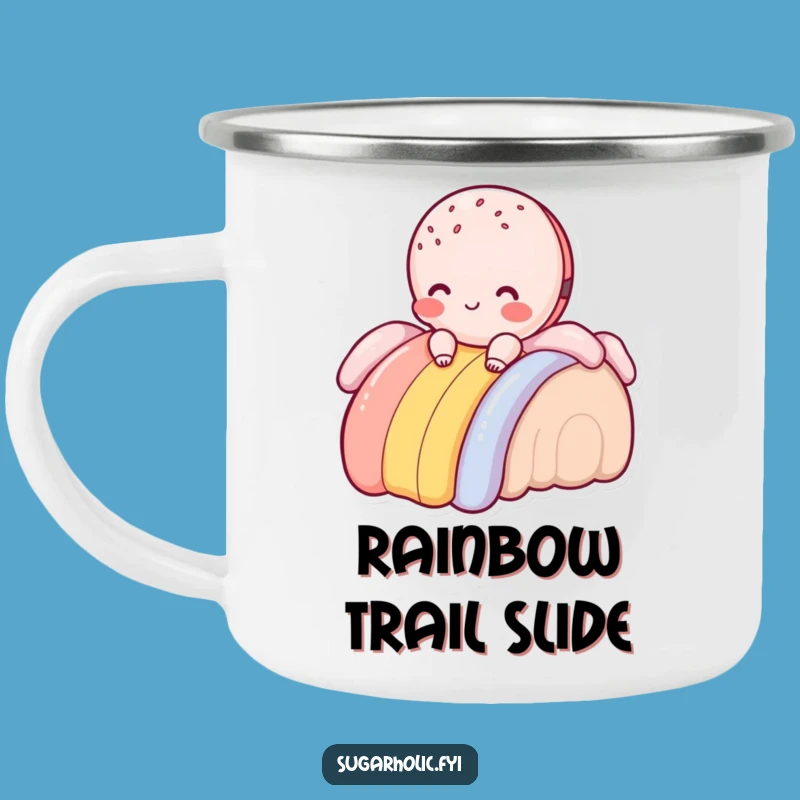 Funny Macaroon Rainbow Slide Camping Mug - Sweet Blush Enamel Mug for Outdoors