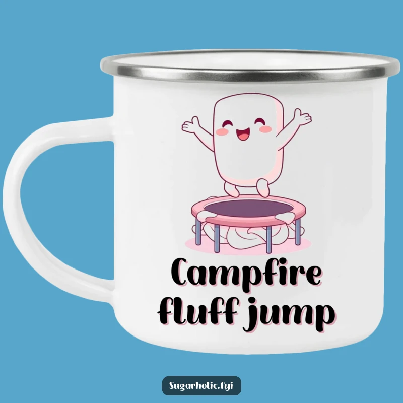 Funny Marshmallow Bounce Camping Mug: Adventure Character Fun, Outdoor Gift