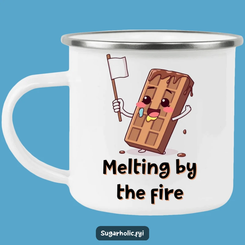 Funny Melting Chocolate Bar Flag Camping Mug - Outdoor Sweet Fun Cup Funny Gift