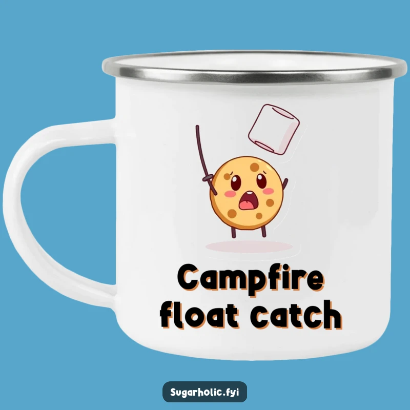 Funny Surprised Cookie Camping Mug: Outdoor Marshmallow Adventure Cup, Perfect Funny Gift!