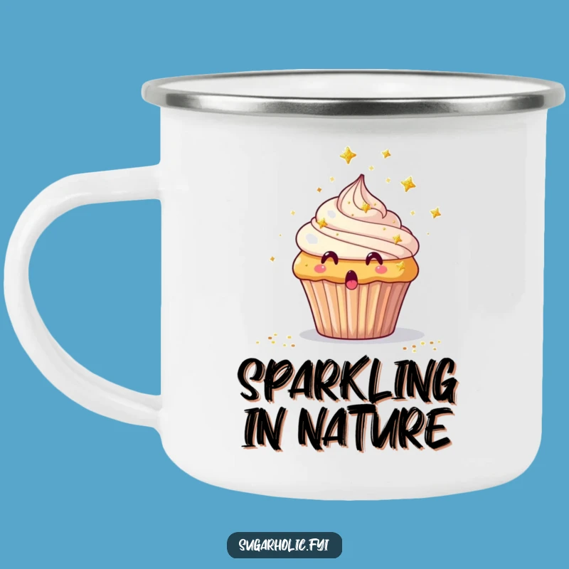 Funny Surprised Cupcake Camping Mug - Durable Glitter Mug, Perfect Funny Gift
