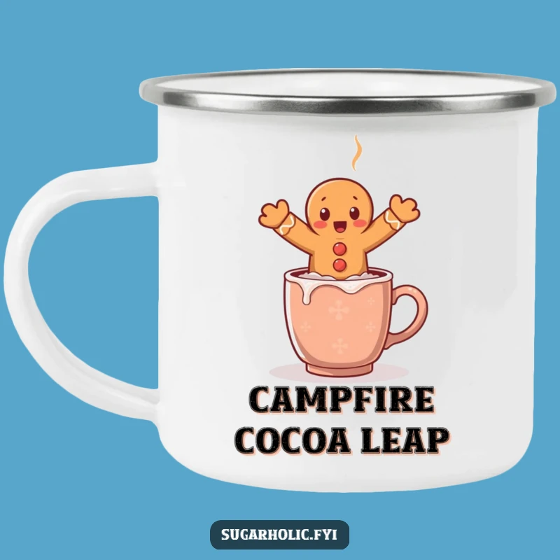 Funny Surprised Gingerbread Man Cocoa Leap Camping Mug - Outdoor Holiday Fun Cup Funny Gift