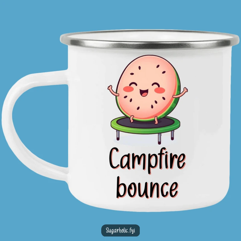 Funny Watermelon Trampoline Camping Mug - Joyful Fruit Outdoor Cup, Gift