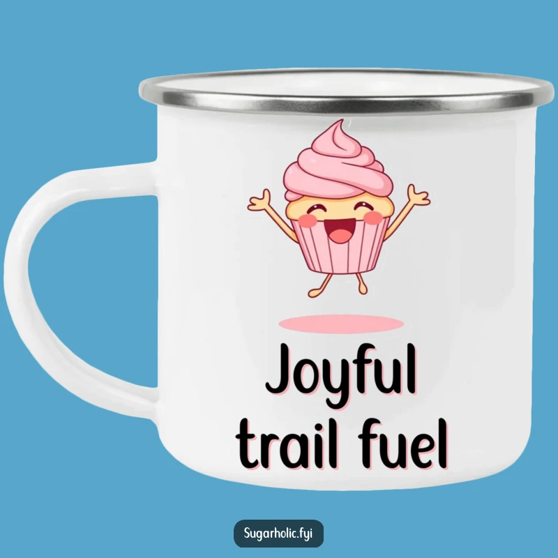 Funny Cupcake Joy Camping Mug: Durable & Hilarious Excited Outdoor Gift