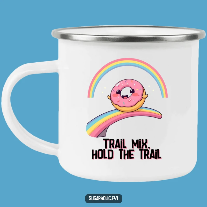 Funny Donut Rainbow Slide Camping Mug: Adventure-Ready Coffee Cup