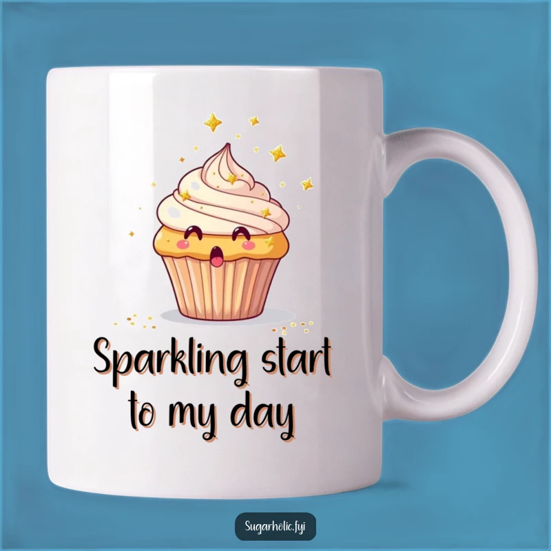 Funny Surprised Cupcake Mug - Glitter Star Shower Delight, Perfect Funny Gift