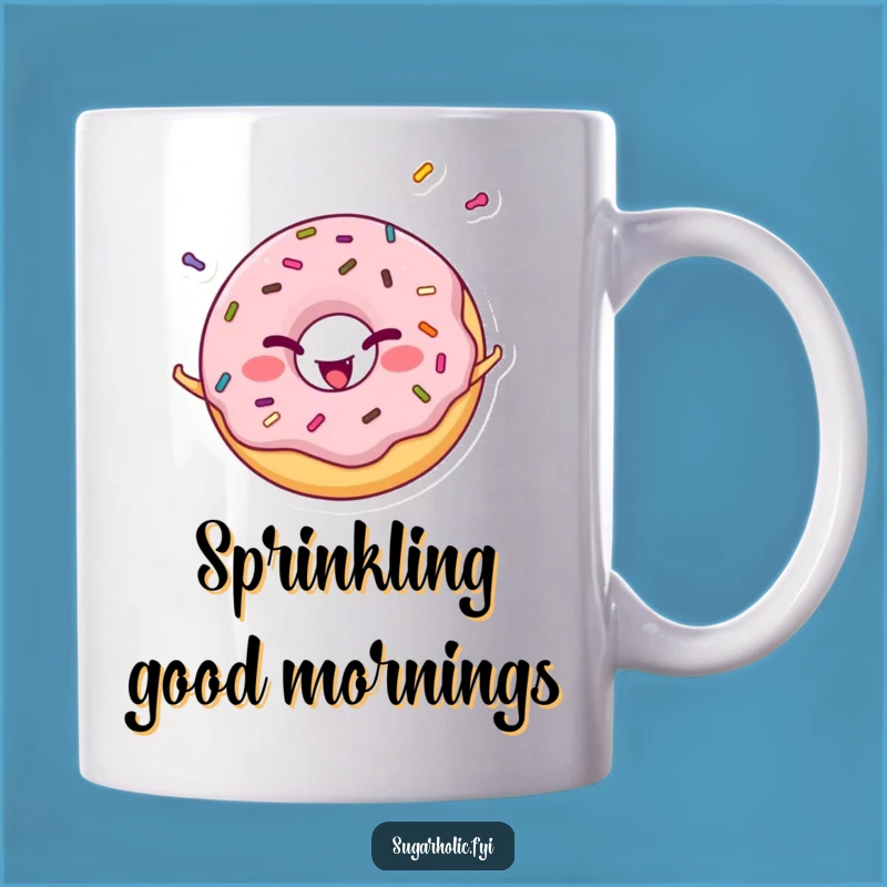 Funny Donut Sprinkle Juggling Mug - Cheerful Winking Gift