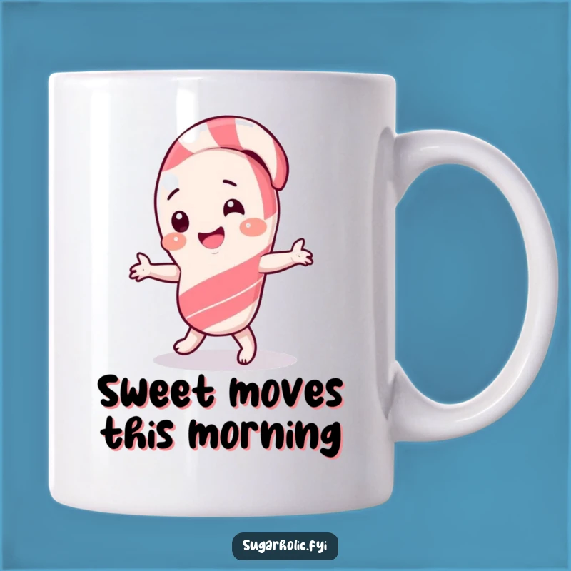 Funny Candy Cane Dance Mug - Giggling Character Funny Gift Idea