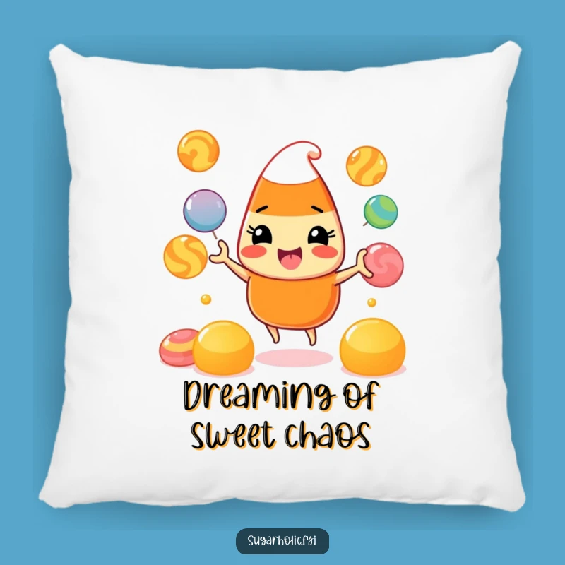 Funny Candy Corn Pillow: Snuggle Up with a Juggling Character of Sweetness