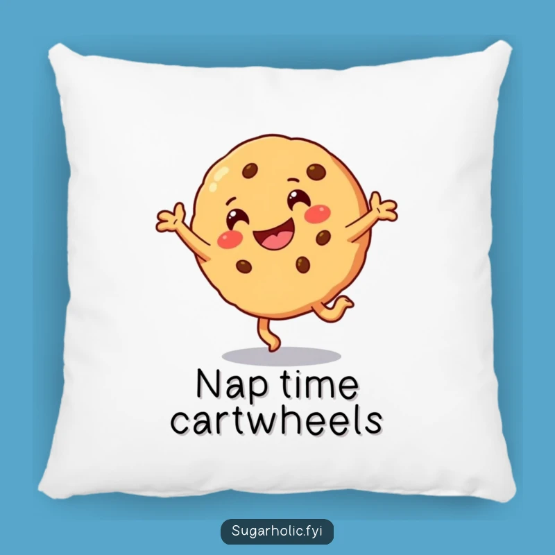 Funny Cookie Cartwheel Pillow - Soft Smiling Character Accent Pillow