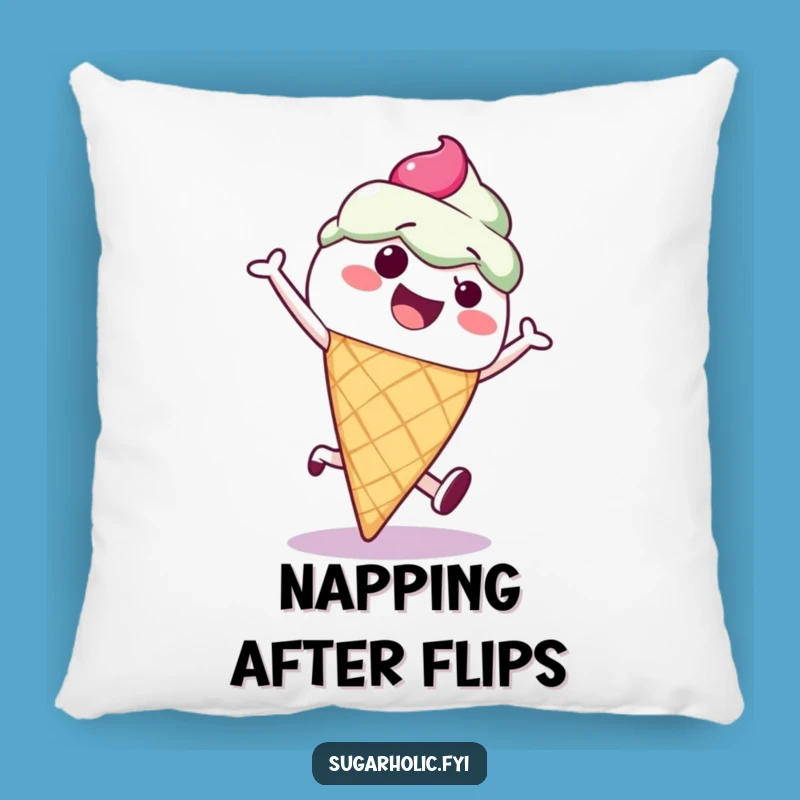Funny Ice Cream Cone Cartwheel Pillow - Cozy Comfort with a Comical Twist