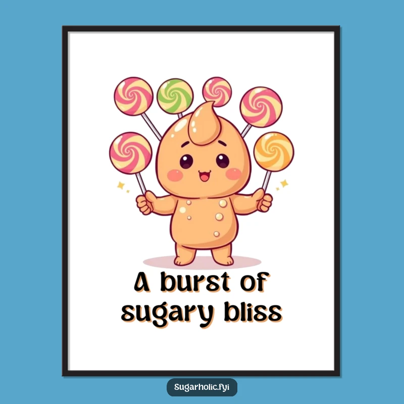 Funny Caramel Candy Digital Art - Printable Gumdrop Juggling Wall Decor, Instant Funny Gift