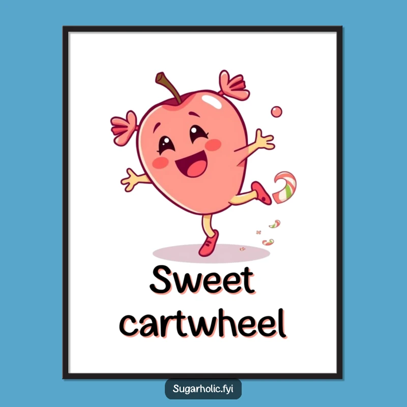 Funny Candy Apple Cartwheel Digital Art: Thrilling Sweet Spin Print, Perfect Funny Gift!