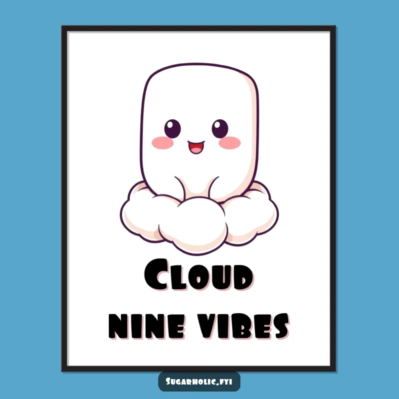 Funny Cheerful Marshmallow Digital Print: Cloud Floating, Instant Hilarious Art