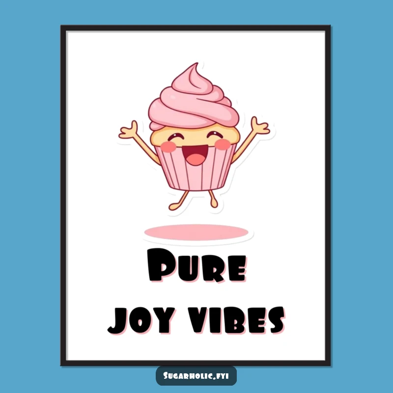 Funny Cupcake Joy Digital Art: Instant Hilarious Excited Wall Decor Gift