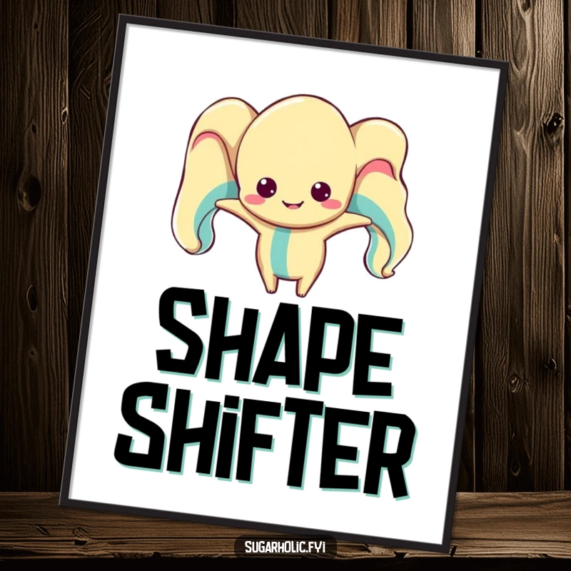 Funny taffy character digital art print, comically distorted and stretched, offering a unique and humorous visual piece.