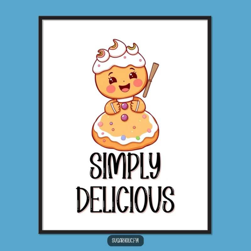 Funny Gingerbread Baker Digital Art - Gleeful Print