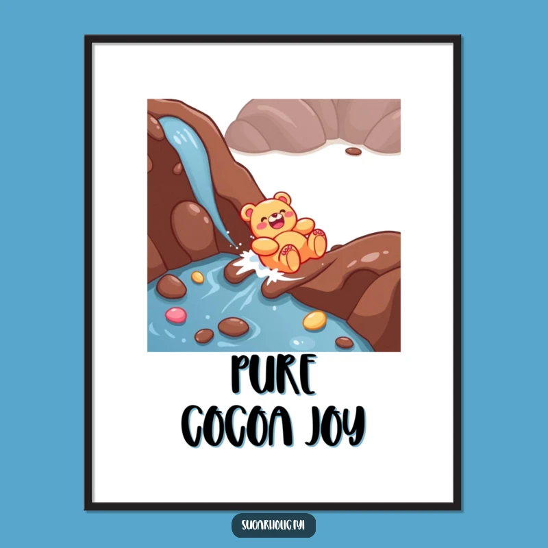 Funny Gummy Bear Digital Art - Printable Chocolate River Wall Decor, Instant Funny Gift