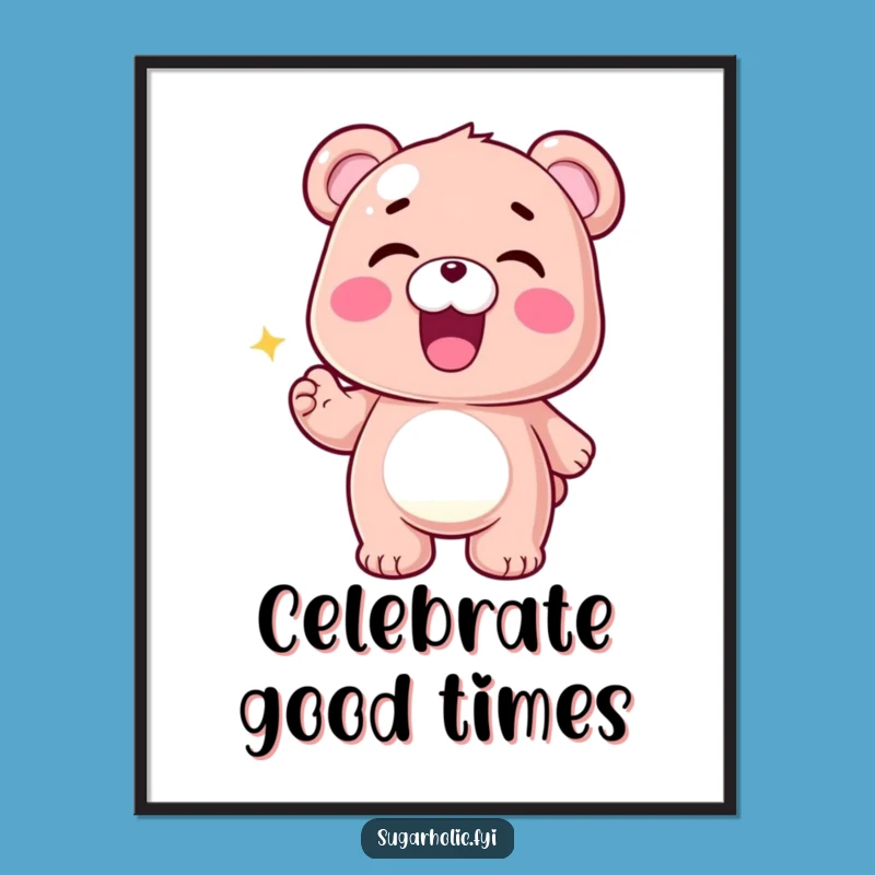 Funny Gummy Bear Digital Art: Thrilled Wiggle Design for Hilarious Wall Decor Gift