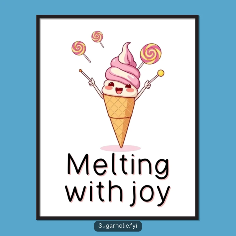 Funny Ice Cream Lollipop Juggling Digital Art: Instant Sweet Decor