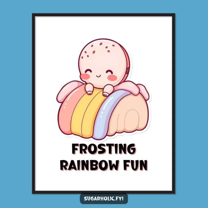 Funny Macaroon Rainbow Slide Digital Art - Sweet Blush Print for Instant Charm