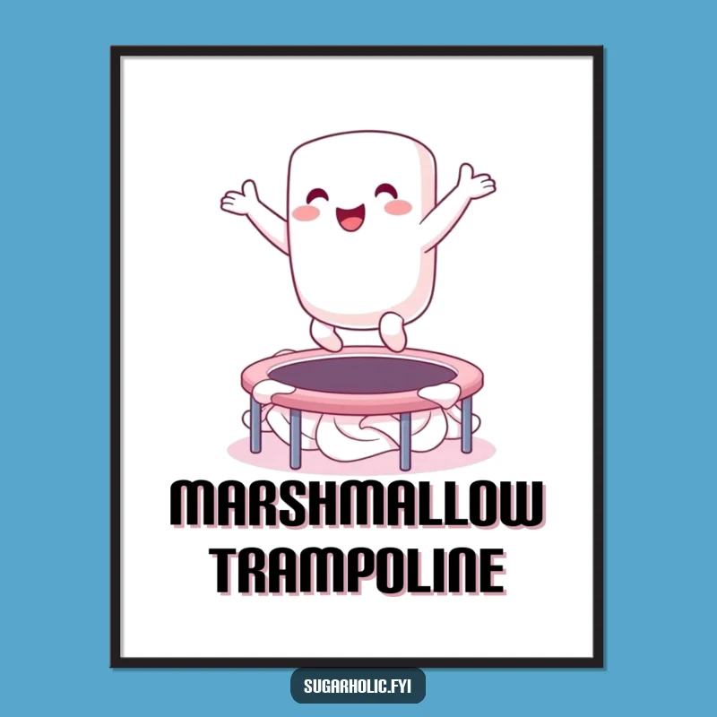 Funny Marshmallow Bounce Digital Art: Ecstatic Character Decor, Instant Humorous Gift