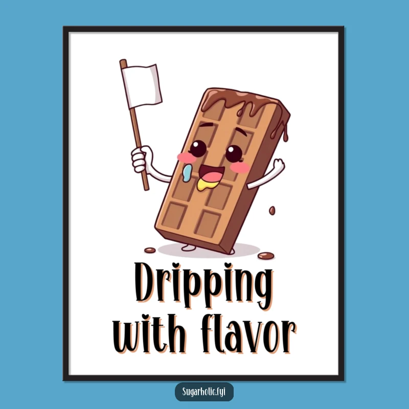 Funny Melting Chocolate Bar Flag Digital Art - Instant Comedic Decor Funny Gift