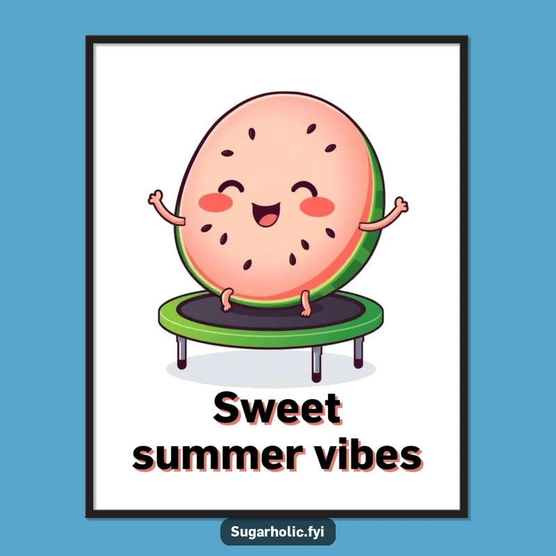 Funny Watermelon Trampoline Digital Art - Joyful Fruit Printable, Gift