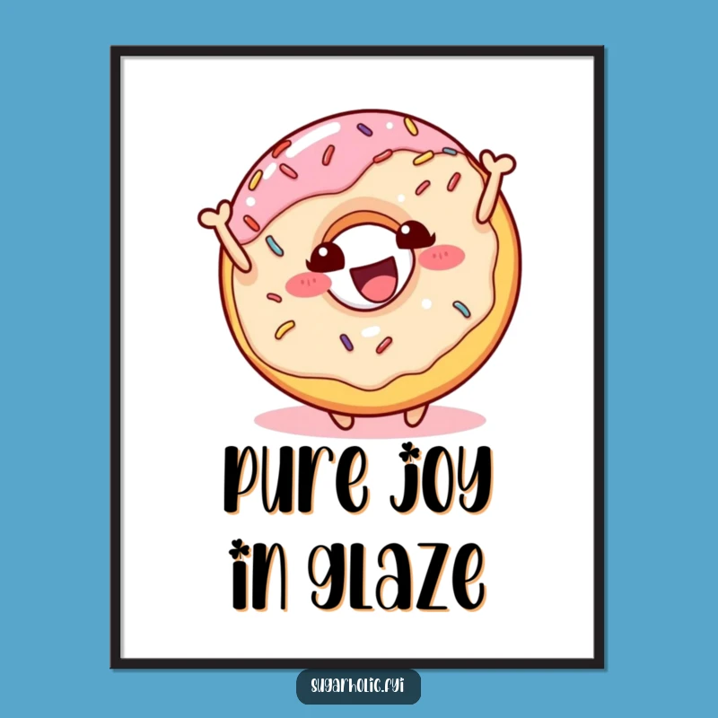 Funny Donut Bounce Digital Art: High-Res Sprinkles Character Print, Instant Funny Gift