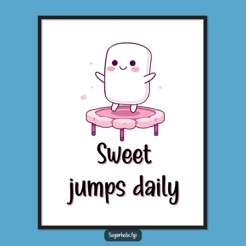 Funny Marshmallow Trampoline Digital Art - Instant Sweet Character Download