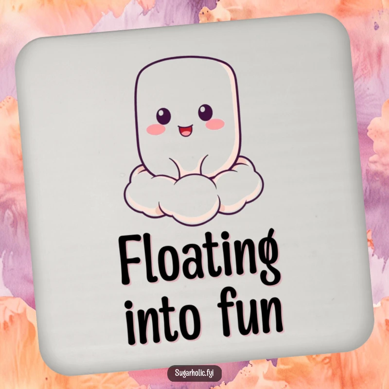 Funny Marshmallow Coasters featuring a cheerful marshmallow character floating on a cloud, adding sweet protection and funny humor.