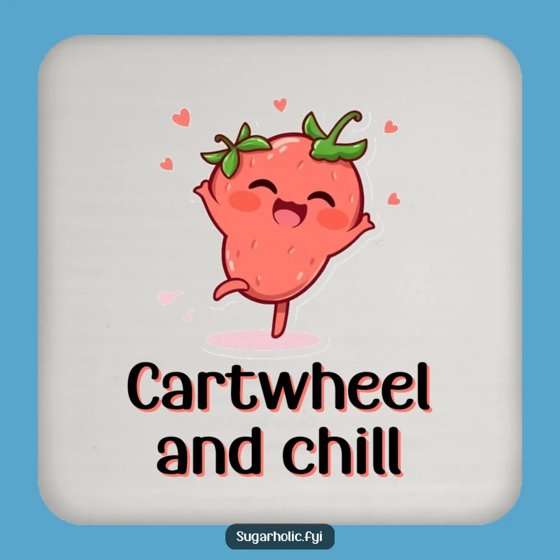 Funny Strawberry Cartwheel Coaster: Protect Surfaces with Giggling Fruit, Ideal Funny Gift