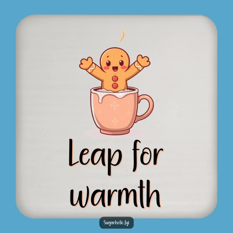 Funny Surprised Gingerbread Man Cocoa Leap Coaster - Protect Surfaces with Humor Funny Gift