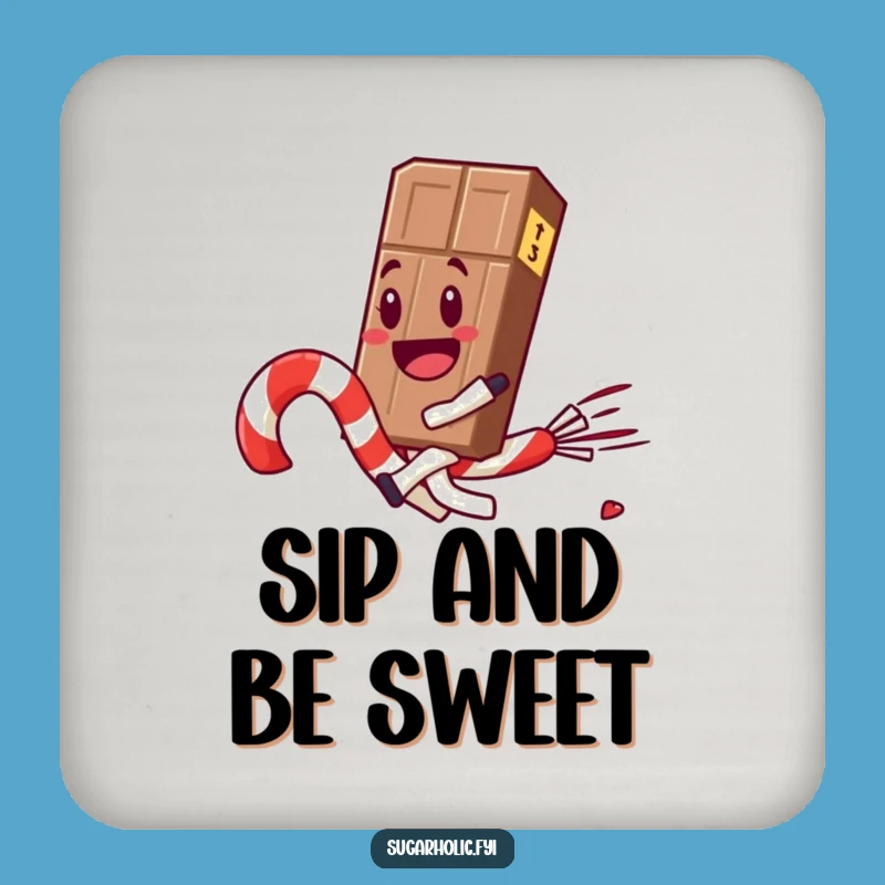 Funny Chocolate Bar Candy Cane Coaster: Protect Surfaces with Humor!
