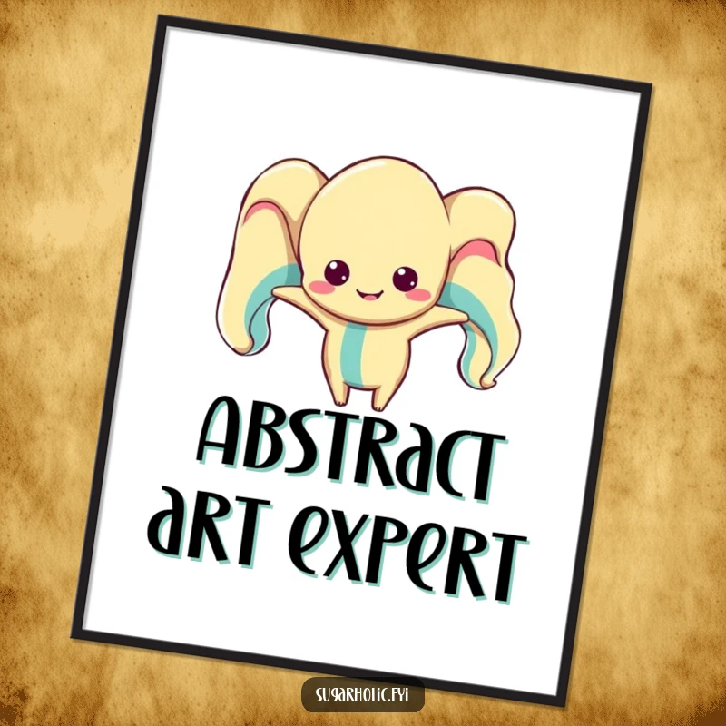 Funny taffy character poster, depicted stretching into a distorted, humorous shape, adding a silly and artistic touch to decor.