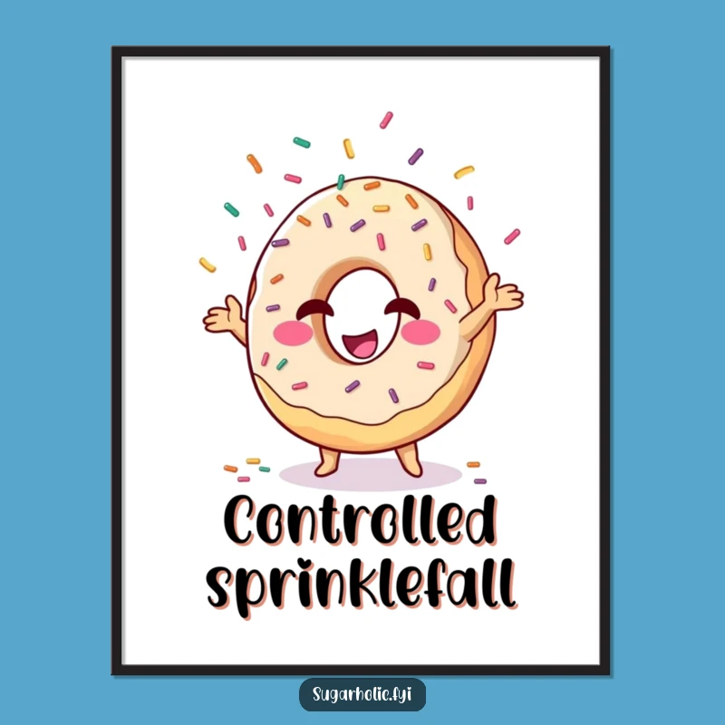 Funny Donut Sprinkle Juggling Poster - Witty Dessert Wall Art, Great Gift