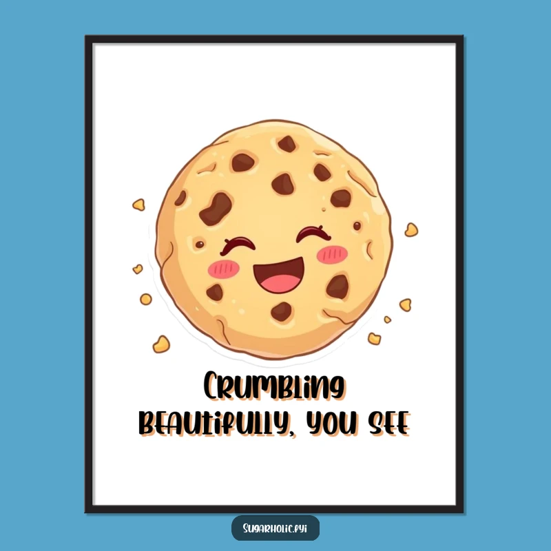 Funny Cookie Crumble Poster - Delightful Cartoon Art for a Cheerful Space