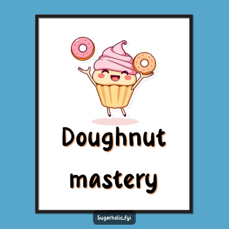 Funny Cupcake Donut Juggling Poster: Sweet Wall Art!
