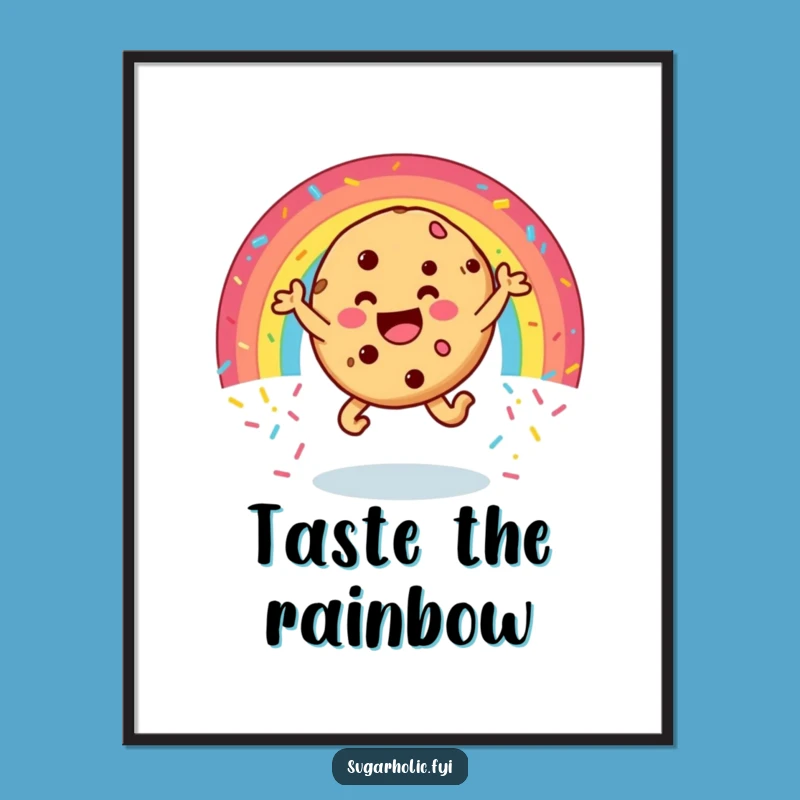Funny Cookie Rainbow Sprinkles Poster - Vibrant & Hilarious Joyful Wall Art