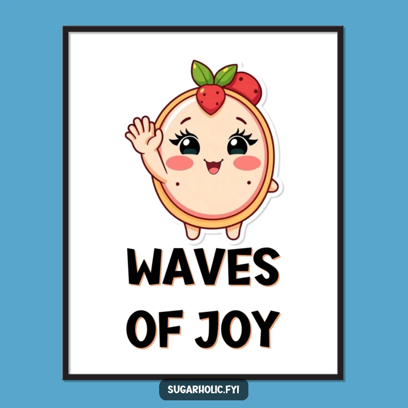 Funny Fruit Tart Poster - Blushing Dessert Character Art, Gift