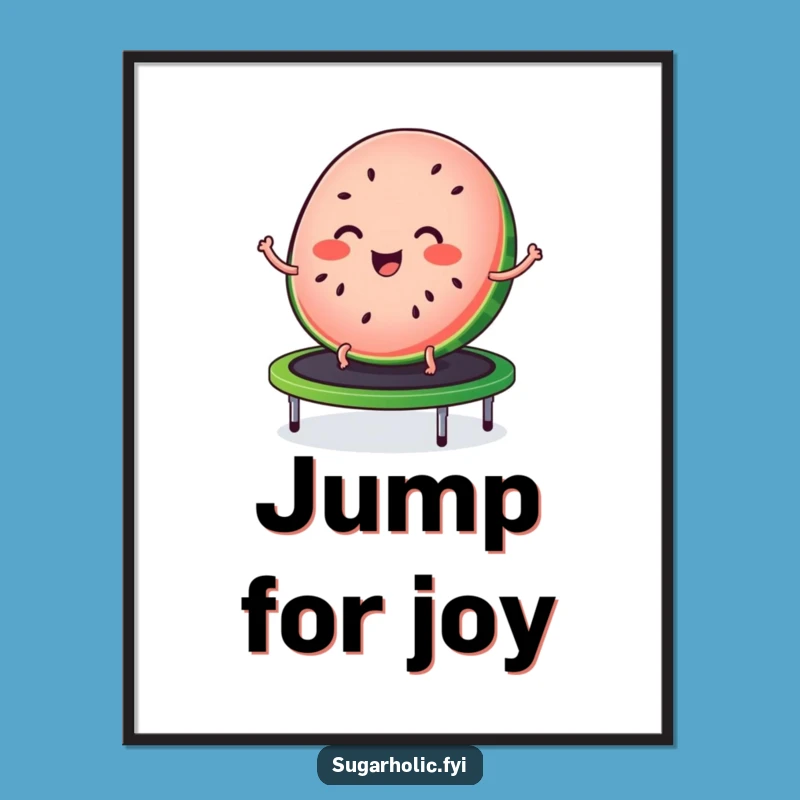 Funny Watermelon Trampoline Poster - Joyful Fruit Character Art, Gift