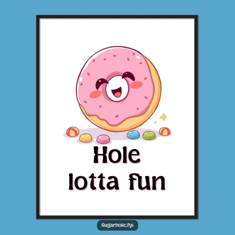 Funny Donut Candy Catch Poster - Whimsical Giggling Treat Art, Perfect Funny Gift Decor