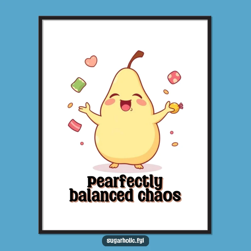 Funny Laughing Pear Poster - Whimsical Cartoon Art for a Joyful Room