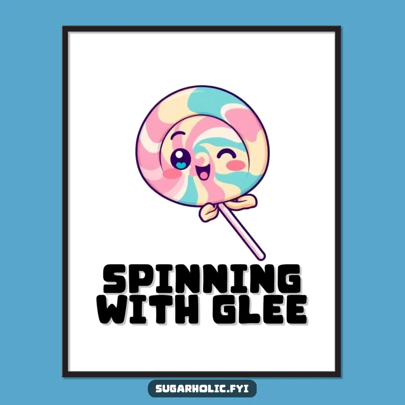 Funny Playful Lollipop Poster: Spinning Delight, Hilarious Wall Art Gift