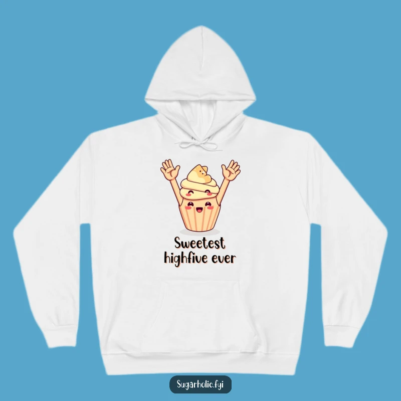 Cozy Funny Cupcake Gummy Bear High Five Hoodie: Warm Friendship Gear